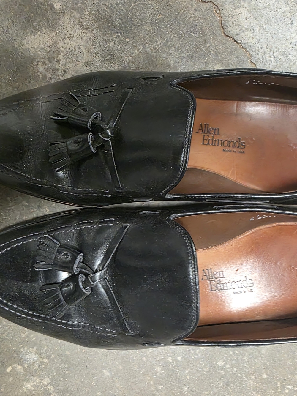 Allen Edmonds Black Leather Tassel Slip-On Loafers